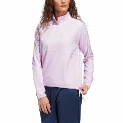 Adidas Women's Emboss Quarter-Snap Pullover -Shoes Popular Store adidas fw22 womens emboss quarter snap pullover bliss lilac front itempicture