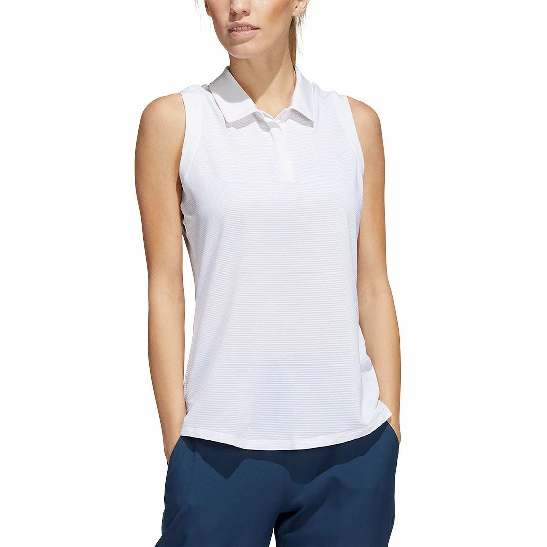 Adidas FW22 Women's Textured Sleeveless Polo 2 Adidas FW22 Women's Textured Sleeveless Polo - Image 2