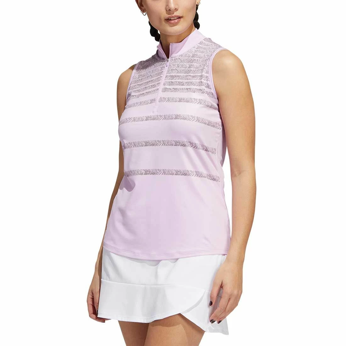 Adidas Women's Ultimate365 Herringbone Stripe Sleeveless Polo 4 Adidas Women's Ultimate365 Herringbone Stripe Sleeveless Polo - Image 4