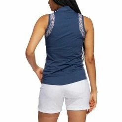 Adidas Women's Ultimate365 Printed Sleeveless Polo -Shoes Popular Store adidas fw22 womens ultimate365 printed sleeveless polo crew navy back itempicture
