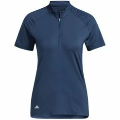 Adidas Women's Short Sleeve Mock Neck Polo -Shoes Popular Store adidas ss22 womens short sleeve mock neck polo crew navy itempicture