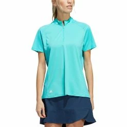 Adidas Women's Short Sleeve Mock Neck Polo -Shoes Popular Store adidas ss22 womens short sleeve mock neck polo semi mint rush itempicture