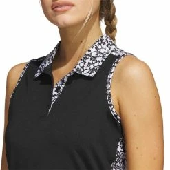 Adidas Women's Ultimate365 Printed Sleeveless Polo 11 Adidas Women's Ultimate365 Printed Sleeveless Polo -Shoes Popular Store adidas ss23 womens ultimate365 printed sleeveless polo black detail itempicture