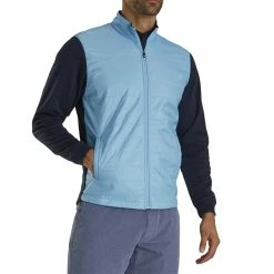 FootJoy Full Zip Hybrid Jacket -Shoes Popular Store footjoy full zip hybrid jacket light blue navy front itempicture