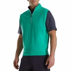 FootJoy Half Zip Pullover Vest -Shoes Popular Store footjoy half zip pullover vest sea green front itempicture