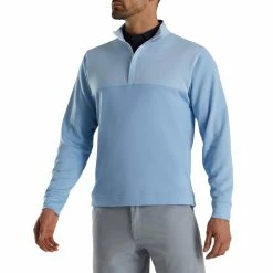 FootJoy Heather Yoke Half Zip Pullover -Shoes Popular Store footjoy heather yoke half zip pullover dusk blue front itempicture