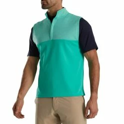 FootJoy Heather Yoke Half Zip Vest -Shoes Popular Store footjoy heather yoke half zip vest sea green front itempicture