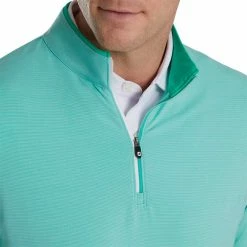 FootJoy Lightweight Striped Quarter Zip -Shoes Popular Store footjoy lightweight striped quarter zip sea green white detail itempicture