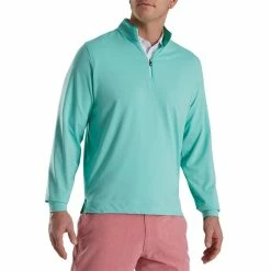 FootJoy Lightweight Striped Quarter Zip -Shoes Popular Store footjoy lightweight striped quarter zip sea green white front itempicture