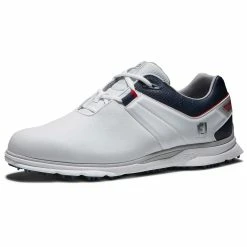 FootJoy Pro SL Golf Shoes White/Navy/Red -Shoes Popular Store footjoy pro sl golf shoes white navy red 53074 front itempicture