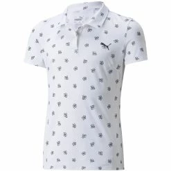 Puma Girls MATTR Hibiscus Polo -Shoes Popular Store puma 2022 girls mattr hibiscus polo white front itempicture