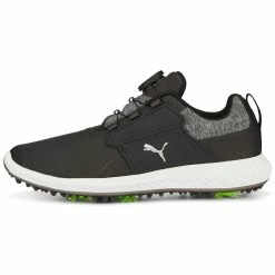 Puma Juniors Ignite PWRCAGE Golf Shoes Black/Metallic Silver