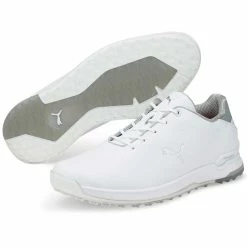 Puma Proadapt Alphacat Leather Golf Shoes White/Silver -Shoes Popular Store puma proadapt alphacat leather golf shoes white silver 376044 01 pair itempicture