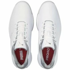Puma Proadapt Alphacat Leather Golf Shoes White/Silver -Shoes Popular Store puma proadapt alphacat leather golf shoes white silver 376044 01 top itempicture
