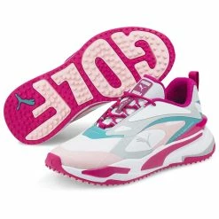 Puma Women's GS-Fast Golf Shoes White/Chalk Pink/Porcelain -Shoes Popular Store puma womens gs fast golf shoes white chalk pink porcelain pair itempicture
