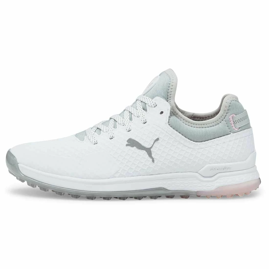 Puma Women's Proadapt Alphacat Golf Shoes White/Silver/Pink Lady 1 Puma Women's Proadapt Alphacat Golf Shoes White/Silver/Pink Lady